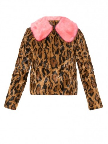 SHRIMPS Papa Puss jaguar-print faux-fur coat. Animal prints – designer jackets – warm winter outerwear - flipped