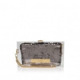 Kurt Geiger London – PERSPEX & SEQUINS CLUTCH in silver. luxe style evening bags ~ luxury looking party accessories ~ sequined handbags SILVER