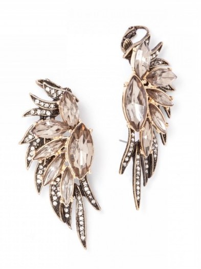 Bauble Bar Phoenix Wing Ear Cuffs in Gray. Statement jewellery – large earrings - flipped