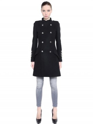 PIERRE BALMAIN EMBELLISHED WOOL BLEND COAT ~ luxury outerwear ~ designer military coats ~ winter fashion - flipped