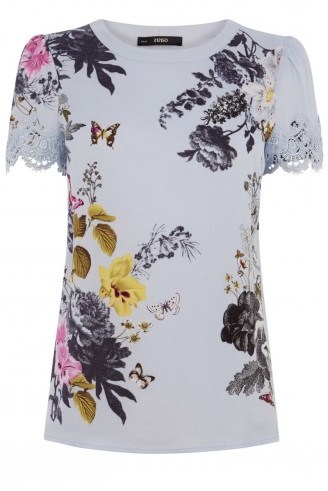 OASIS – floral lace sleeve t-shirt. flower prints / tops / pretty printed tees / womens t-shirts - flipped