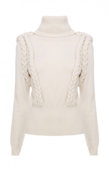 KAREN MILLEN – PLAITED CABLE COWL NECK JUMPER – as worn by Jennifer Metcalfe on ITV’s Lorraine, 19 October 2015. Celebrity fashion | knitted jumpers | chunky sweaters | womens knitwear | what celebrities wear
