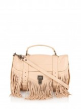 PROENZA SCHOULER PS1 Medium fringe leather shoulder bag nude. Top handle bags / designer fringed handbags /