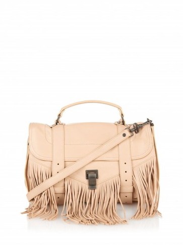 PROENZA SCHOULER PS1 Medium fringe leather shoulder bag nude. Top handle bags / designer fringed handbags / - flipped