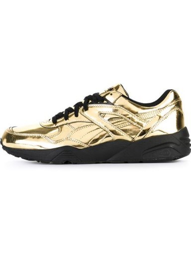 PUMA metallic trainers – metallic sports shoes – gold metallics - flipped