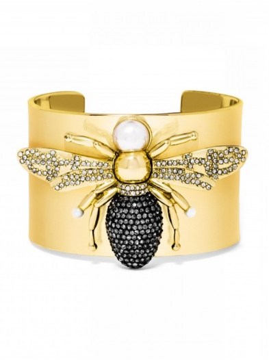 Olivia Palermo x Bauble Bar Queenbee Cuff. Insect jewelry | celebrity fashion cuffs | crystal beacelets | bee motif | affordable luxe - flipped