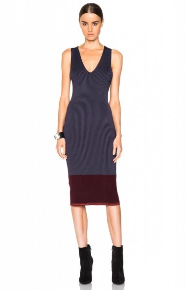RAG & BONE KRISTIN DRESS in Deep Well – as worn by model Kelly Rohrbach at La Mer event in Los Angeles, 13 October 2015. Celebrity fashion | star style | what celebrities wear | rib knit dresses - flipped