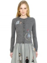 RED VALENTINO CIRCUS EMBELLISHED WOOL BLEND CARDIGAN in grey. Designer knitwear | luxury cardigans | knitted fashion