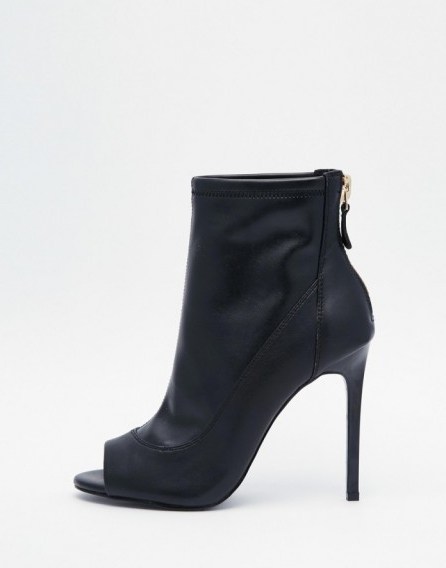 River Island Peep Toe Heeled Boots black. Womens footwear – high heels – ankle boots - flipped