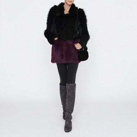 L.K.Bennett Rosiere Shearling Coat black/cherry. Winter jackets ~ warm fluffy coats ~ luxury style fashion - flipped