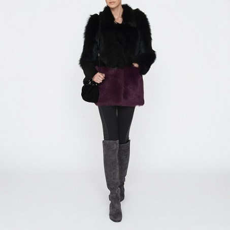 L.K.Bennett Rosiere Shearling Coat black/cherry. Winter jackets ~ warm fluffy coats ~ luxury style fashion