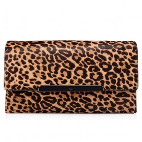 Christian Louboutin Rougissime Clutch Jaguar Print – as carried by Demi Lovato out in New York, 15 October 2015. Celebrity fashion | star style | designer evening bags | what celebrities carry / wear - flipped