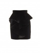 BALMAIN Ruffle velvet skirt black ~ designer ruffled skirts ~ luxury fashion
