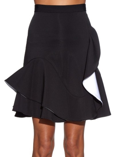 GIVENCHY Ruffle-hem neoprene skirt ~ black designer skirts ~ ruffles ~ ruffled ~ short style ~ stylish