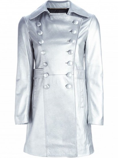 SAINT LAURENT metallic coat – designer coats – silver metallics - flipped