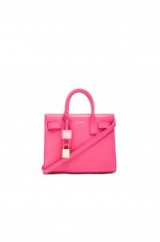 SAINT LAURENT NANO SAC DE JOUR CARRYALL BAG in lipstick pink – same style posted by Kylie Jenner on Instagram, October 2015. Celebrity fashion | designer handbags | bags celebrities carry