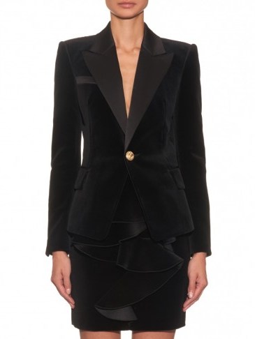 BALMAIN Satin-lapel velvet jacket black ~ womens designer jackets ~ autumn/winter 2015 trends ~ smart luxury fashion - flipped