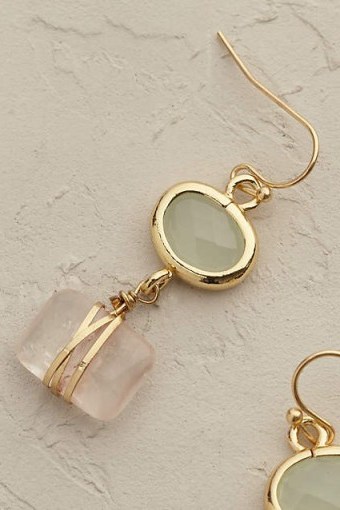 Luxe style fashion jewellery ~ ANTHROPOLOGIE Sayuri Drop Earrings white. Luxury looking jewelry ~ quartz stone - flipped