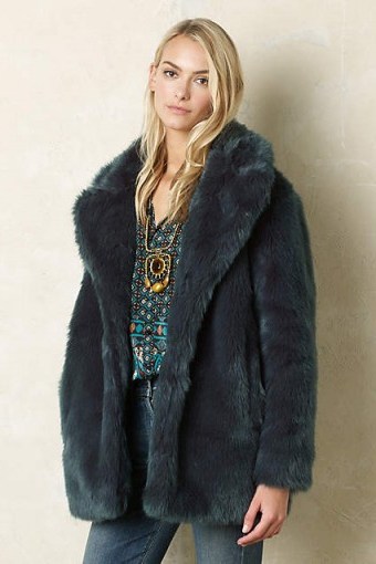 Selected Femme Bania Faux Fur Coat green. Luxe style coats ~ luxury looking fluffy jackets ~ winter fashion - flipped