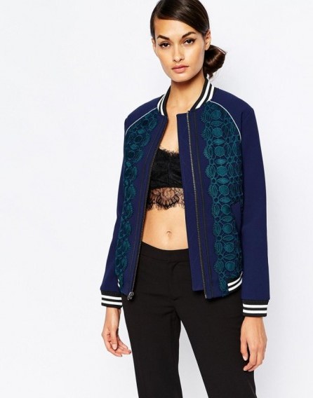 Self Portrait Scalloped Edge Bomber Jacket. Weekend fashion | womens casual jackets | designer outerwear - flipped