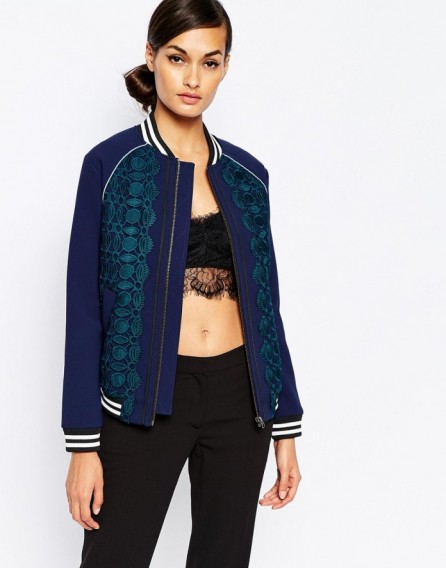Self Portrait Scalloped Edge Bomber Jacket. Weekend fashion | womens casual jackets | designer outerwear