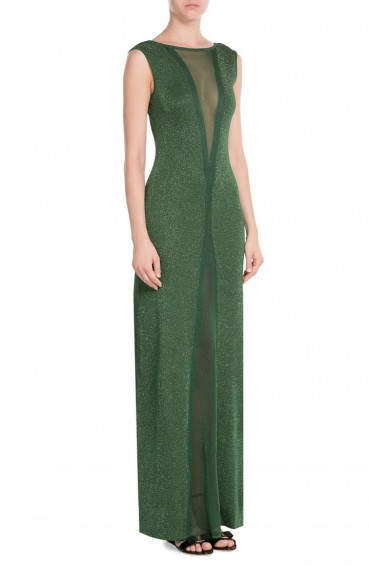 MISSONI Sheer Paneled Viscose Maxi-Dress in green – as worn by Cheryl Fernandez-Versini on The X-Factor, 24 October 2015. Celebrity fashion | star style | designer gowns | long occasion dresses | what celebrities wear | Cheryl Cole