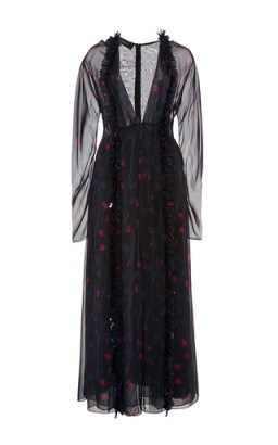 THAKOON Silk Chiffon Long Sleeved Midi Dress - flipped