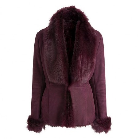L.K.Bennett Silvana Shearling Coat cherry. Winter coats ~ luxury fur jackets ~ warm fashion - flipped