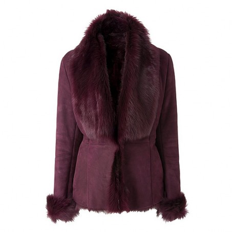 L.K.Bennett Silvana Shearling Coat cherry. Winter coats ~ luxury fur jackets ~ warm fashion