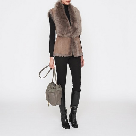 L.K.Bennett Silven Shearling Gilet brown/mocha. Womens fur gilets ~ warm sleeveless jackets ~ luxury outerwear ~ winter clothing