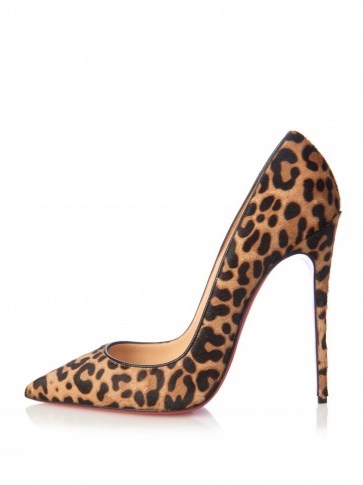 CHRISTIAN LOUBOUTIN So Kate jaguar-print calf-hair pumps. Animal prints / designer high heels / luxury court shoes / stiletto heeled courts - flipped