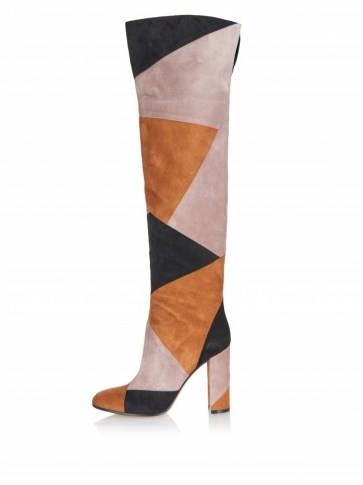 GIANVITO ROSSI Stivale Luggage over-the-knee suede boots. High heeled patchwork boots / designer footwear / 70s vibe - flipped