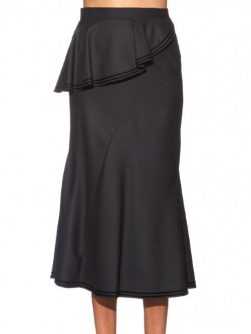 GIVENCHY Striped wool skirt ~ black designer skirts ~ stylish ~ ruffled ~ ruffles ~ chic style daywear - flipped