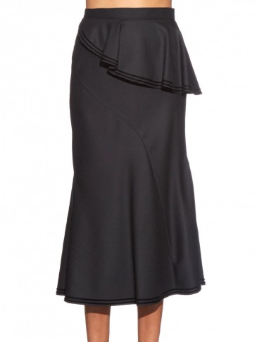 GIVENCHY Striped wool skirt ~ black designer skirts ~ stylish ~ ruffled ~ ruffles ~ chic style daywear