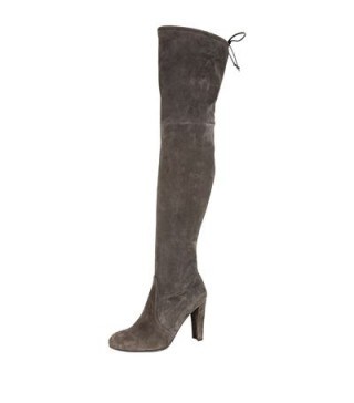 Stuart Weitzman Highland Suede Over-The-Knee Boot in grey – as worn by Tamara Ecclestone out in London, 11 October 2015. Celebrity fashion | womens winter footwear | designer boots | what celebrities wear - flipped