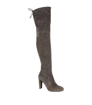 Stuart Weitzman Highland Suede Over-The-Knee Boot in grey – as worn by Tamara Ecclestone out in London, 11 October 2015. Celebrity fashion | womens winter footwear | designer boots | what celebrities wear