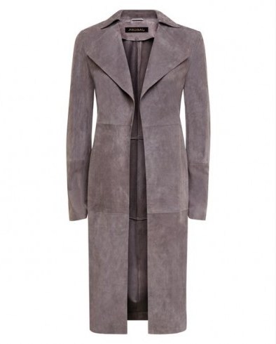 Jaeger warm grey suede coat ~ women’s coats ~ chic style outerwear ~ quality clothing - flipped