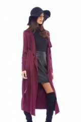 AX Paris suede waterfall jacket in wine. Autumn coats faux suede fashion – longline jackets