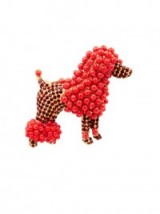 DOLCE & GABBANA Swarovski crystal-embellished brooch. Designer brooches – animal fashion jewellery – poodle brooch – red crystals