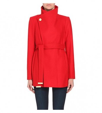 ted baker paria wool coat in red - flipped