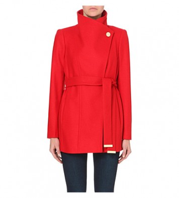 ted baker paria wool coat in red