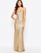 TFNC Showstopper Sequin Maxi Dress in Gold ~ special occasion gowns ~ long event dresses ~ strapless evening & party wear ~ glamorous fashion
