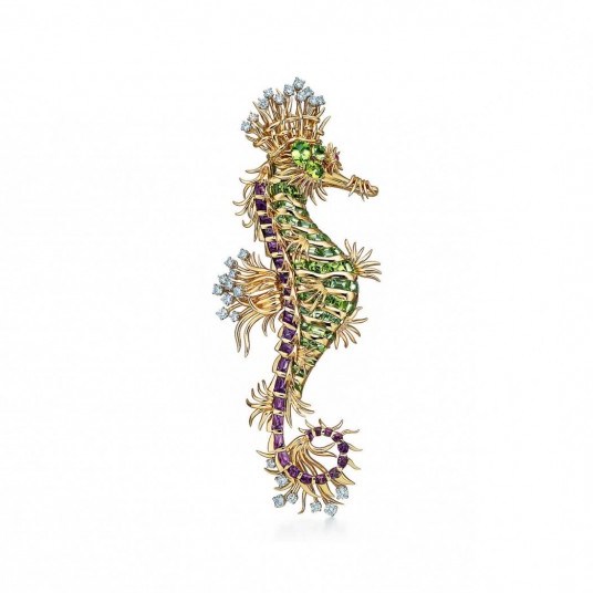 Tiffany & Co. Seahorse Clip. Gemstone brooches – fine jewellery - flipped
