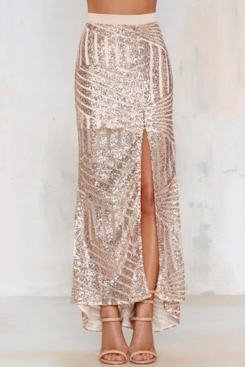 Tiger Mist – Girl Around Town Sequin Skirt blush. Party fashion – embellished evening skirts – going out glamour – sequins - flipped