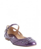 TOD’S Purple Leather Strappy Mary Jane Strap Flats. Mary Janes ~ womens flat shoes ~ metallic patent leather