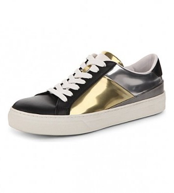 TODS Sportivo allac metallic-leather trainers – womens designer sports shoes – gold & silver metallics – sports luxe - flipped