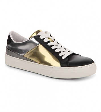 TODS Sportivo allac metallic-leather trainers – womens designer sports shoes – gold & silver metallics – sports luxe