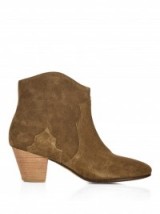 ISABEL MARANT Étoile Dicker suede boots brown – as worn by Blake Lively at New York Airport, 17 October 2015. Celebrity travel fashion | star style | what celebrities wear | designer ankle boots