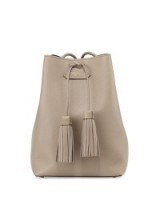 TOM FORD Leather Double-Tassel Medium Bucket Bag, Taupe – in the style of Gigi Hadid (different colour) out in New York, 19 October 2015. Celebrity fashion | star style | designer bags | what celebrities wear / carry