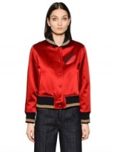 TOMMY HILFIGER COLLECTION COTTON SATIN BOMBER JACKET in red – as worn by Olivia Palermo on Instagram, October 2015. Celebrity fashion | star style | designer jackets | what celebrities wear